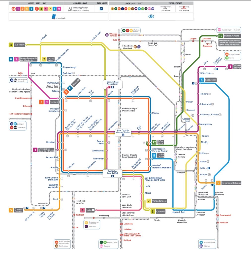 Brussels Metro and Tram Map